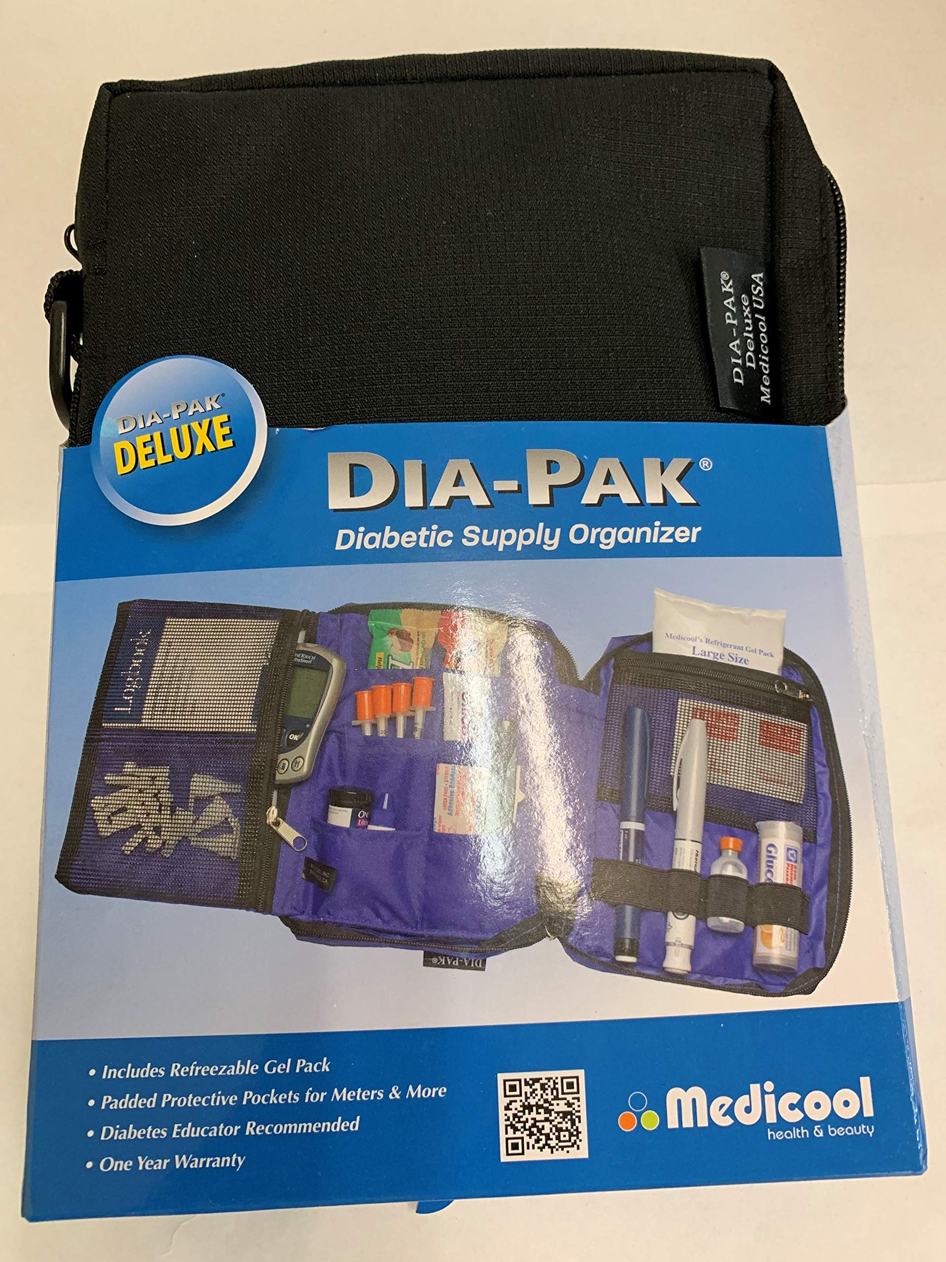 Medicool DIA-PAK Deluxe Diabetic Supply Organizer - Black