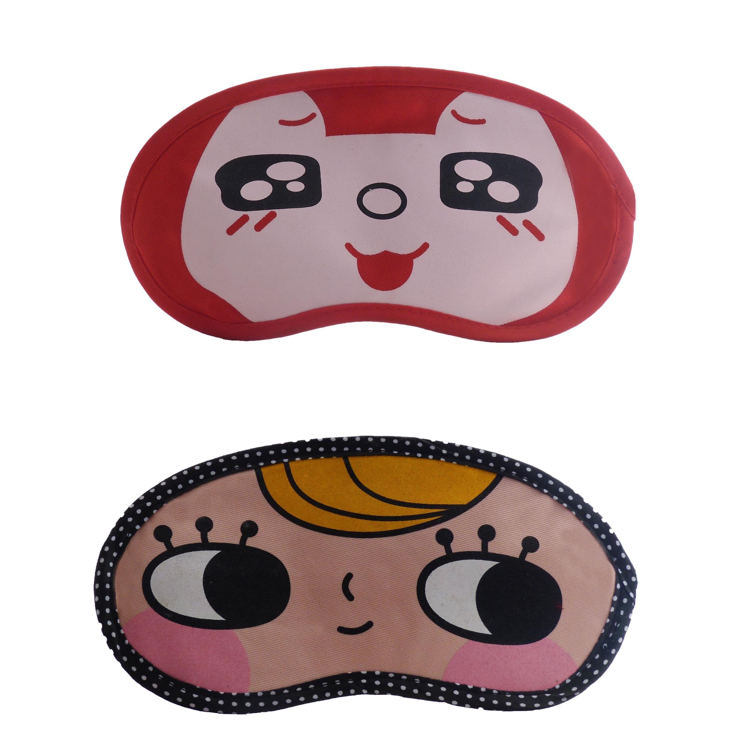 Jenna Red Black Eye Yellow Hair Happy Cartoon Face Sleeping Eye Mask (Pack Of 2)
