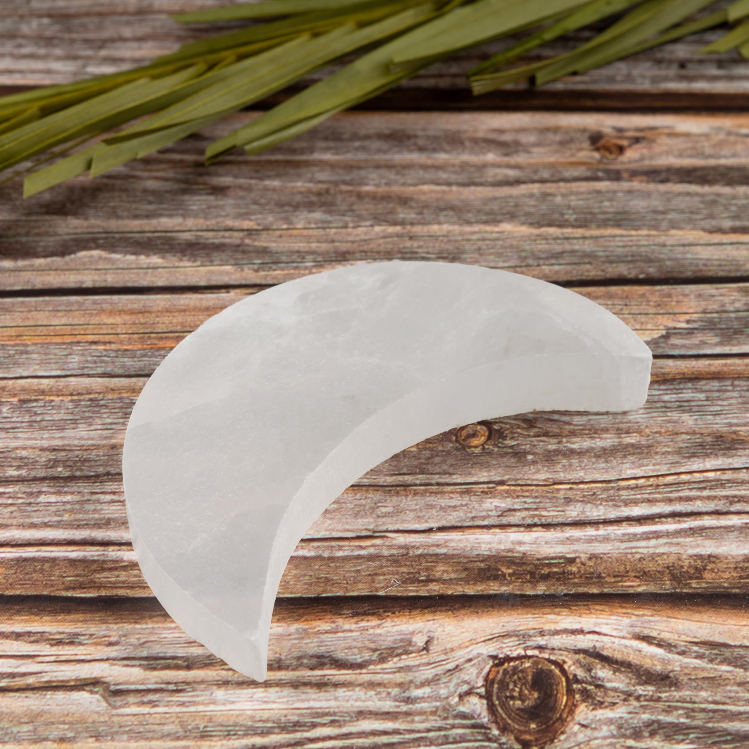 Selenite Charging Plate - 4 Moon Selenite Crystal - Mined and Crafted in Morocco - Ideal for Cleansing and Recharging Crystals a