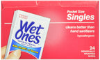 Wet Ones Antibacterial Hand and Face Wipes Singles, 24 Count (Pack of 5)