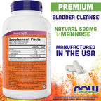 Now D-Mannose 500 mg, 300 Capsules - Vegan, Non GMO Supplement for Women and Men - Supports Healthy Urinary Tract, Cleanses The