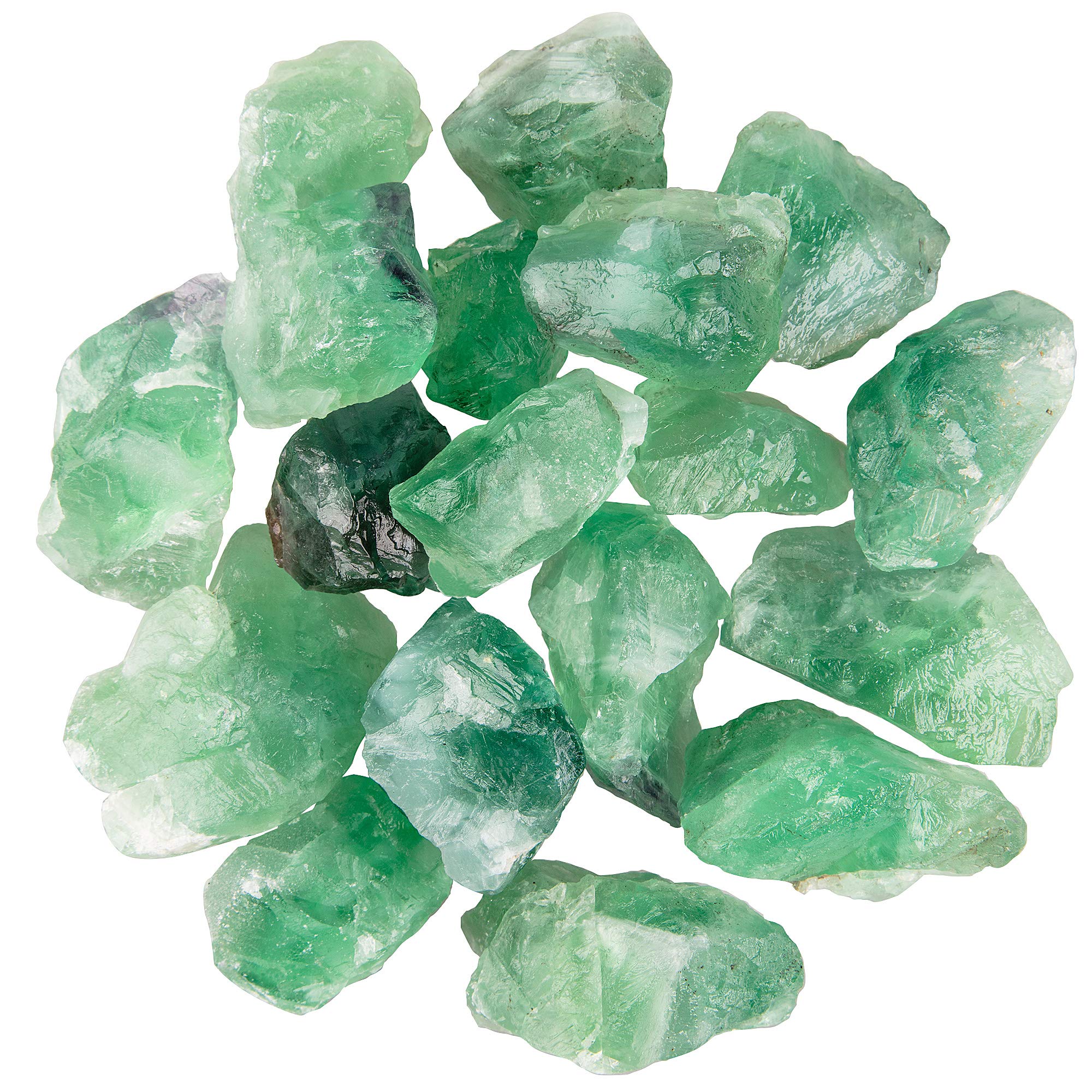UU UNIHOM 1 lb Bulk Rough Raw Green Fluorite Crystal for Tumbling, Cabbing, Polishing, Decoration, Wrapping,Large 1 Natural Raw 