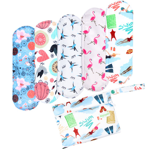 wegreeco Charcoal Reusable Menstrual Pads for Women - Reusable Sanitary Pads | Reusable Panty Liners | Soft Cloth Menstrual Pads