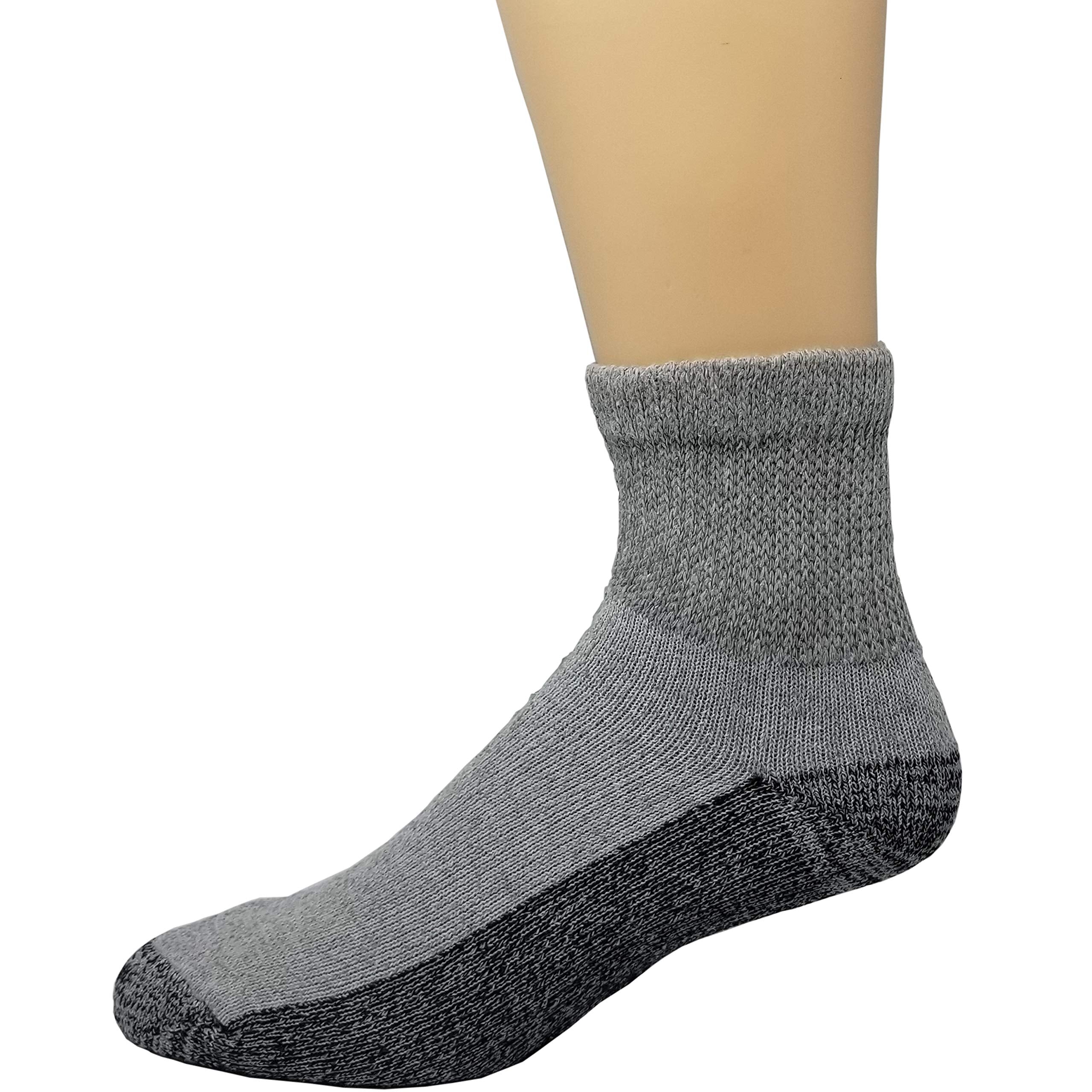Debra Weitzner 6 Pairs Diabetic Ankle Socks Reinforced Heel and Toe Non-Binding Cushion Socks for Men and Women Grey/Black Sole