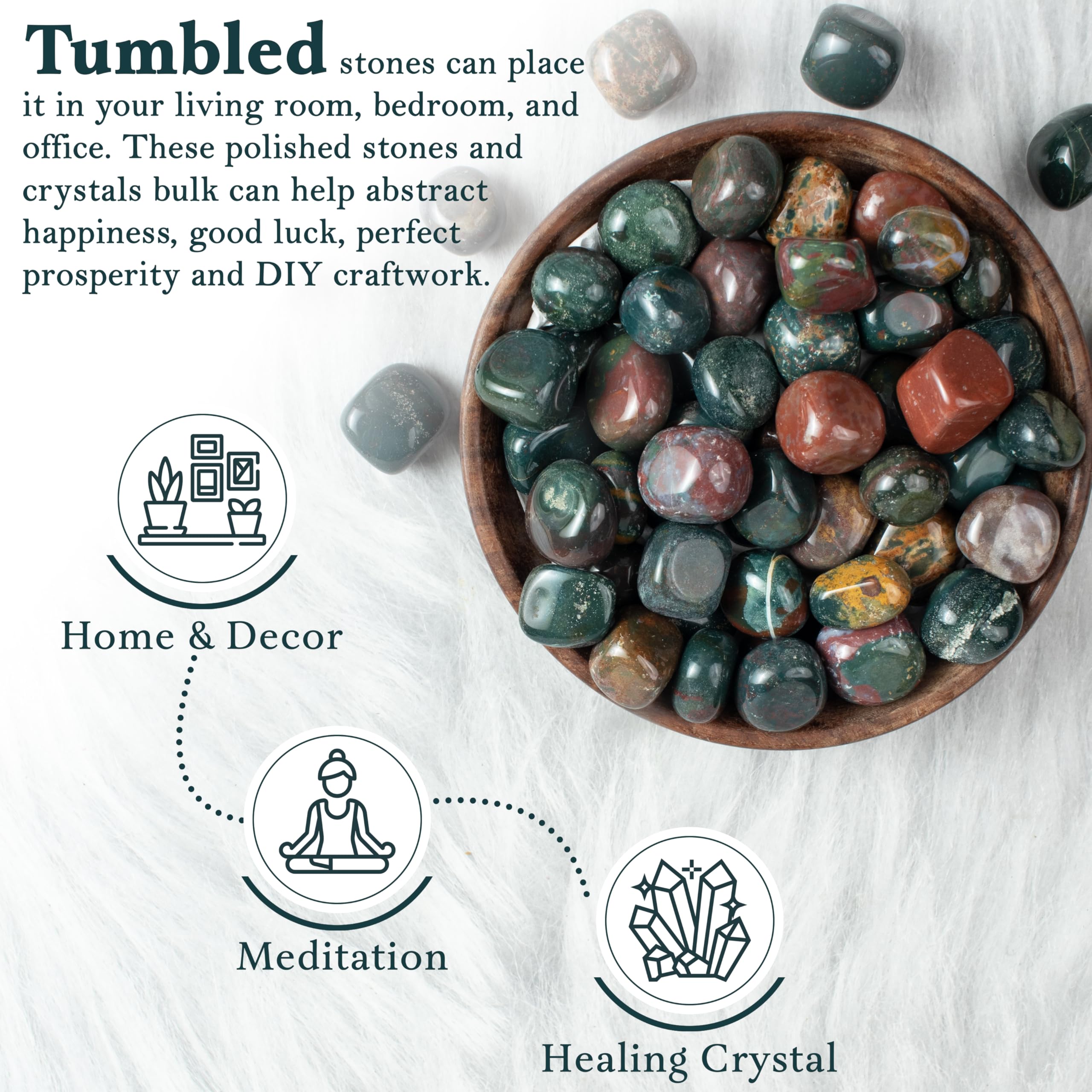 Crocon Bloodstone Tumble Stones Stones Set Pocket Crystal Healing Gemstones Tumble Collection Palm Stone Good Luck Charm Gift Cr