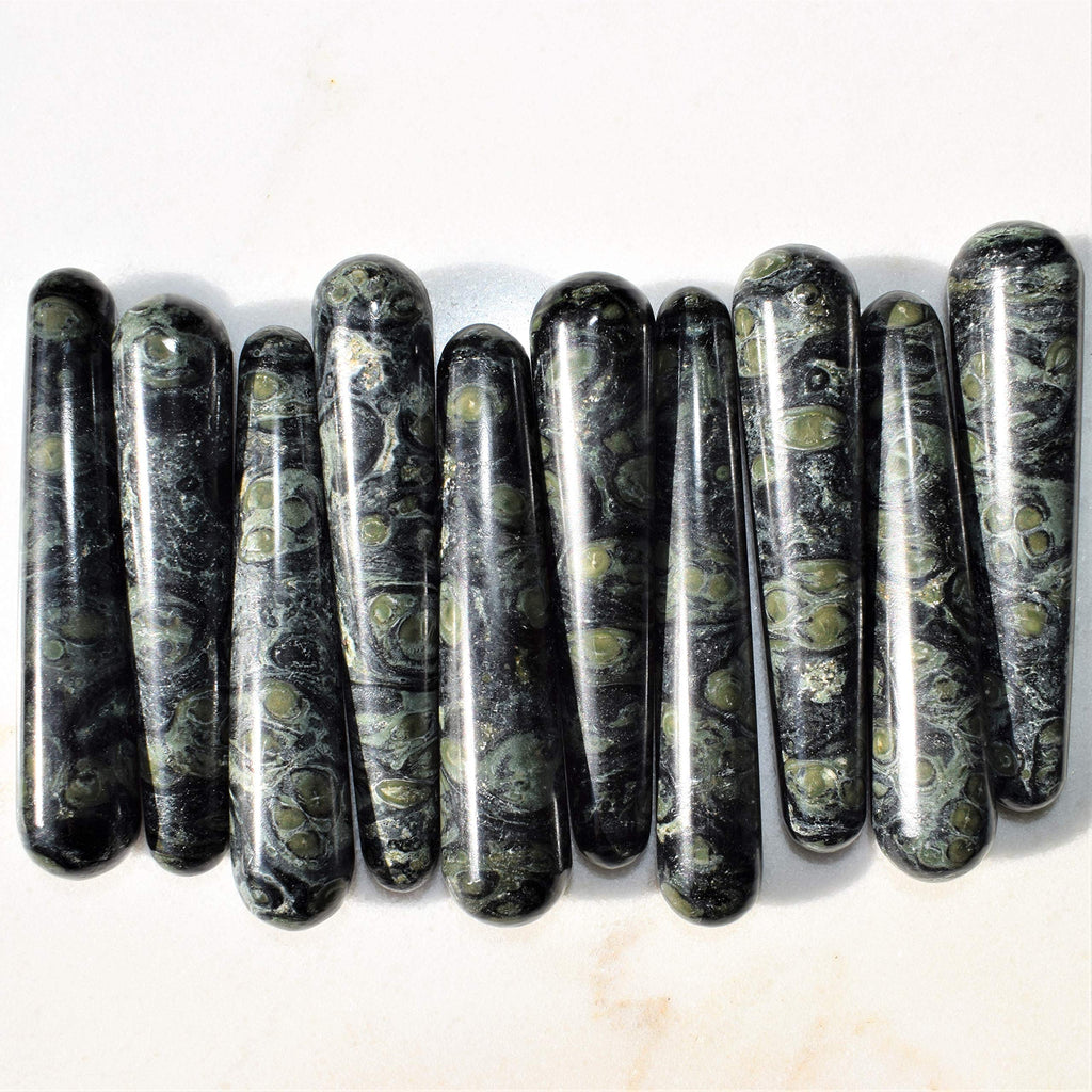 Charged 4 Natural Kambaba Jasper Crystal Massage Wand + Selenite Charging Heart Included [aka Galaxy Jasper & Crocodile Jasper]