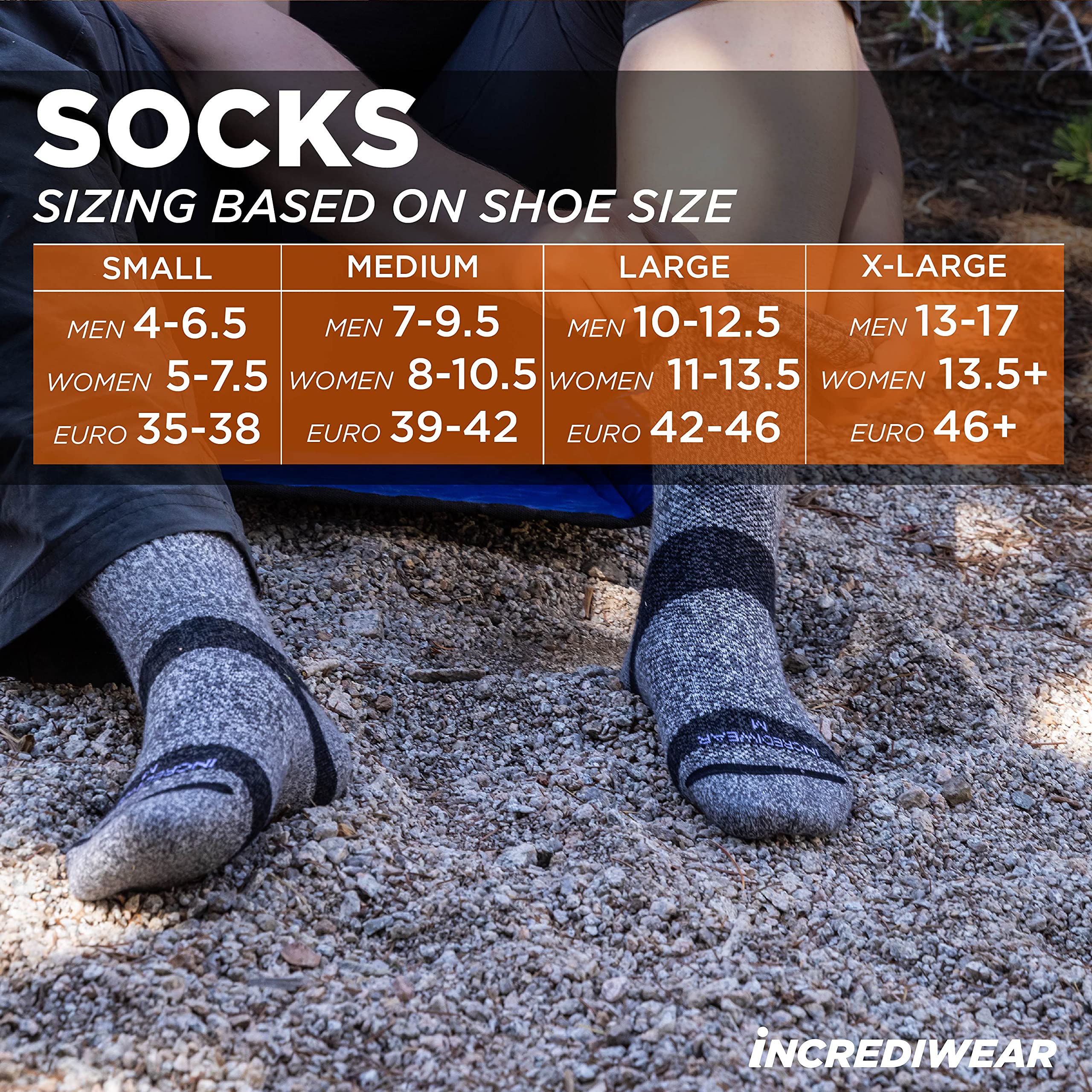 Incrediwear Circulation Socks - Womens and Mens Crew Socks (Grey, Large)