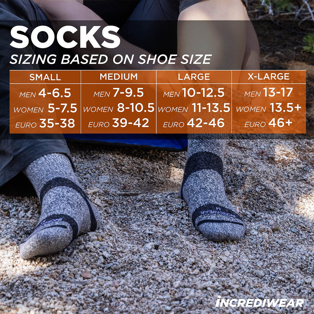 Incrediwear Circulation Socks - Womens and Mens Crew Socks (Grey, Large)