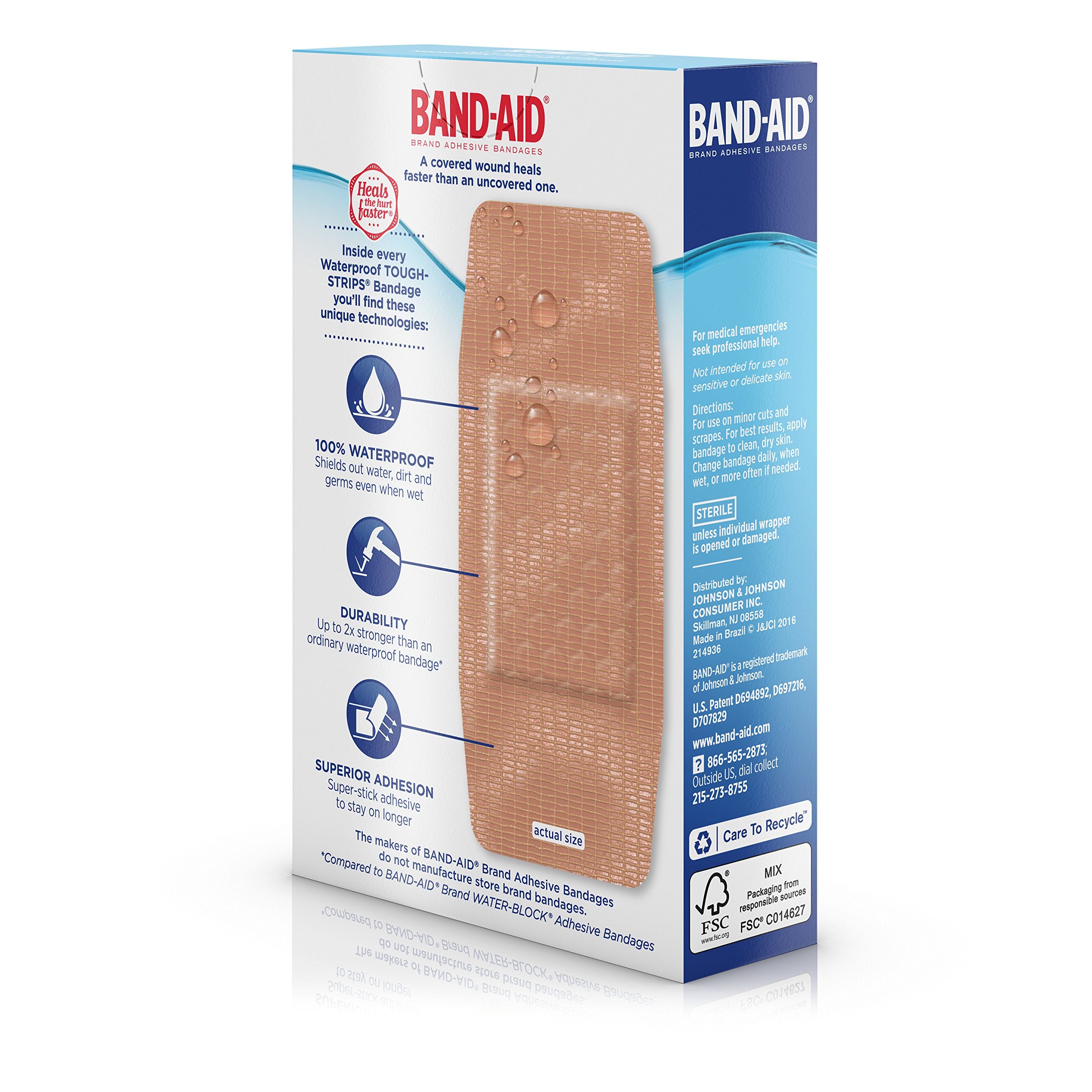 Band-Aid Brand Adhesive Bandages, Extra Large Tough Strips, Waterproof, 10 Count (Pack of 2)