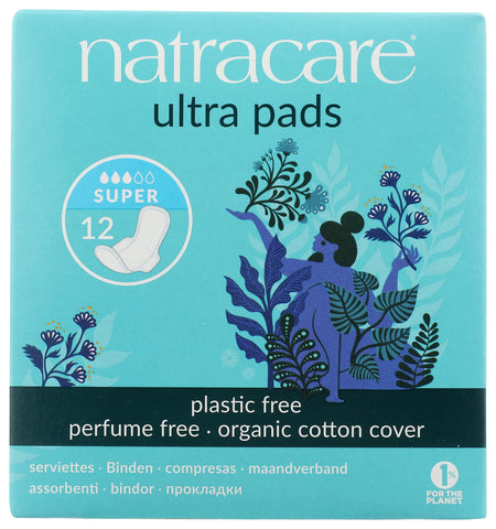 NATRACARE Pads Ultra with Wing Super 12 Count, (1 Pack) (29262)