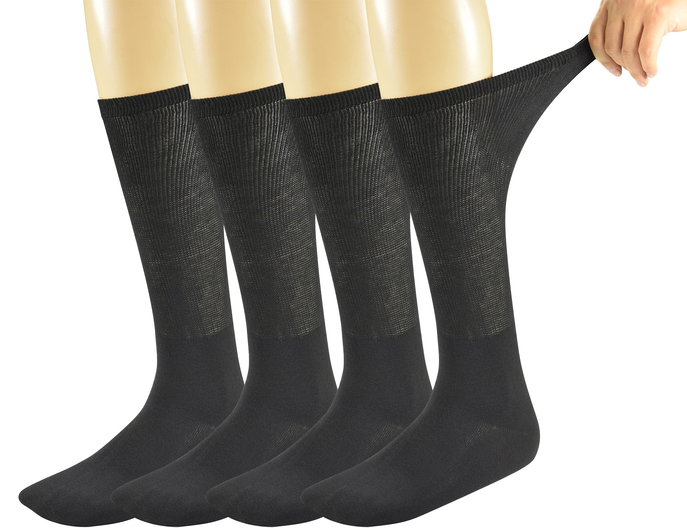 Yomandamor Mens Diabetic Over The Calf Socks,4 Pack Size 10-13