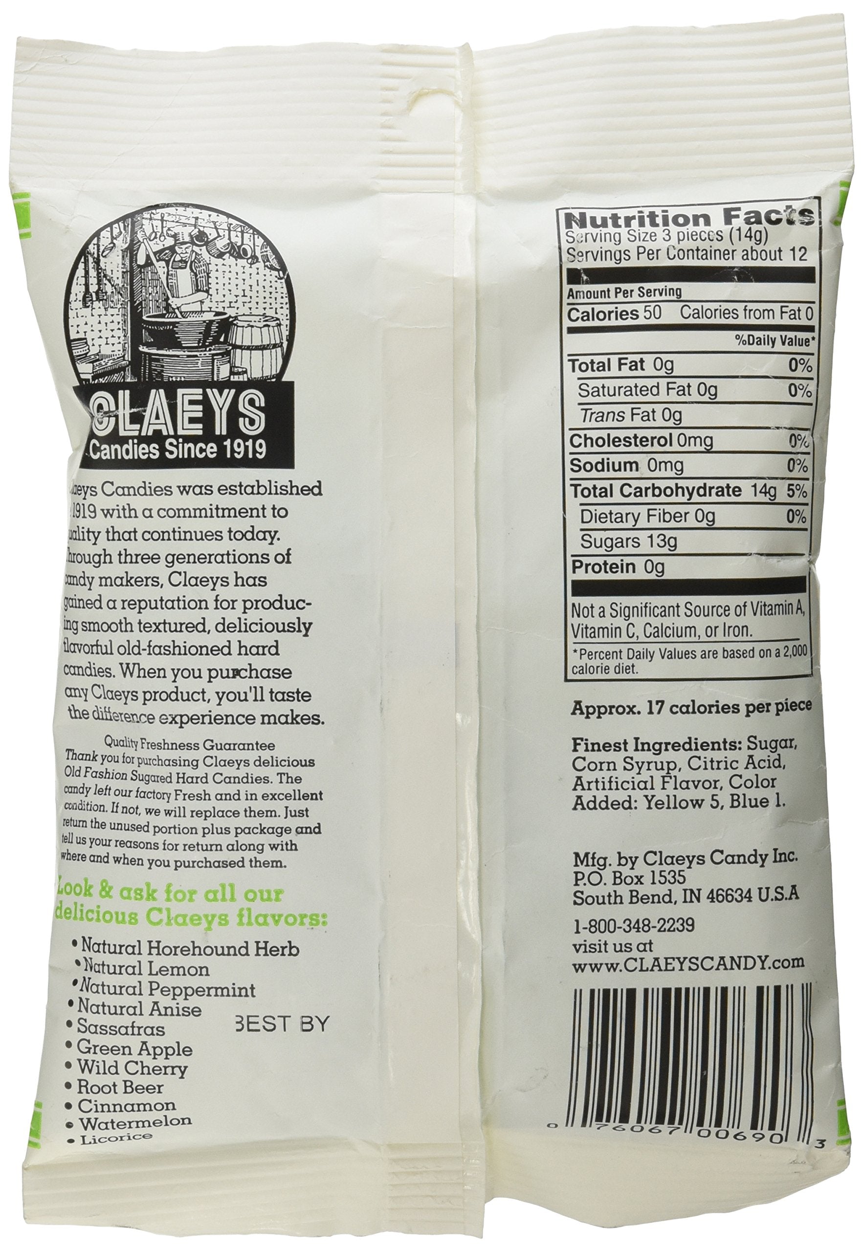 Claeys, Old Fashioned Hard Candy Green Apple, 6 Ounce Bag