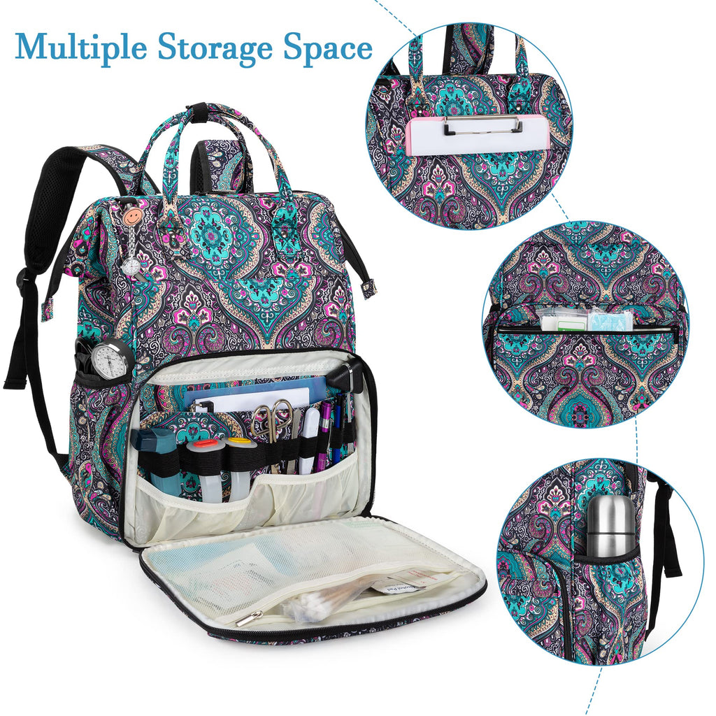 LoDrid Nurse Bag, Heavy Duty Nurse Work Backpack for Men & Women, Nurse Storage Backpack for Work with Steel Frame Top, 15.6 Lap