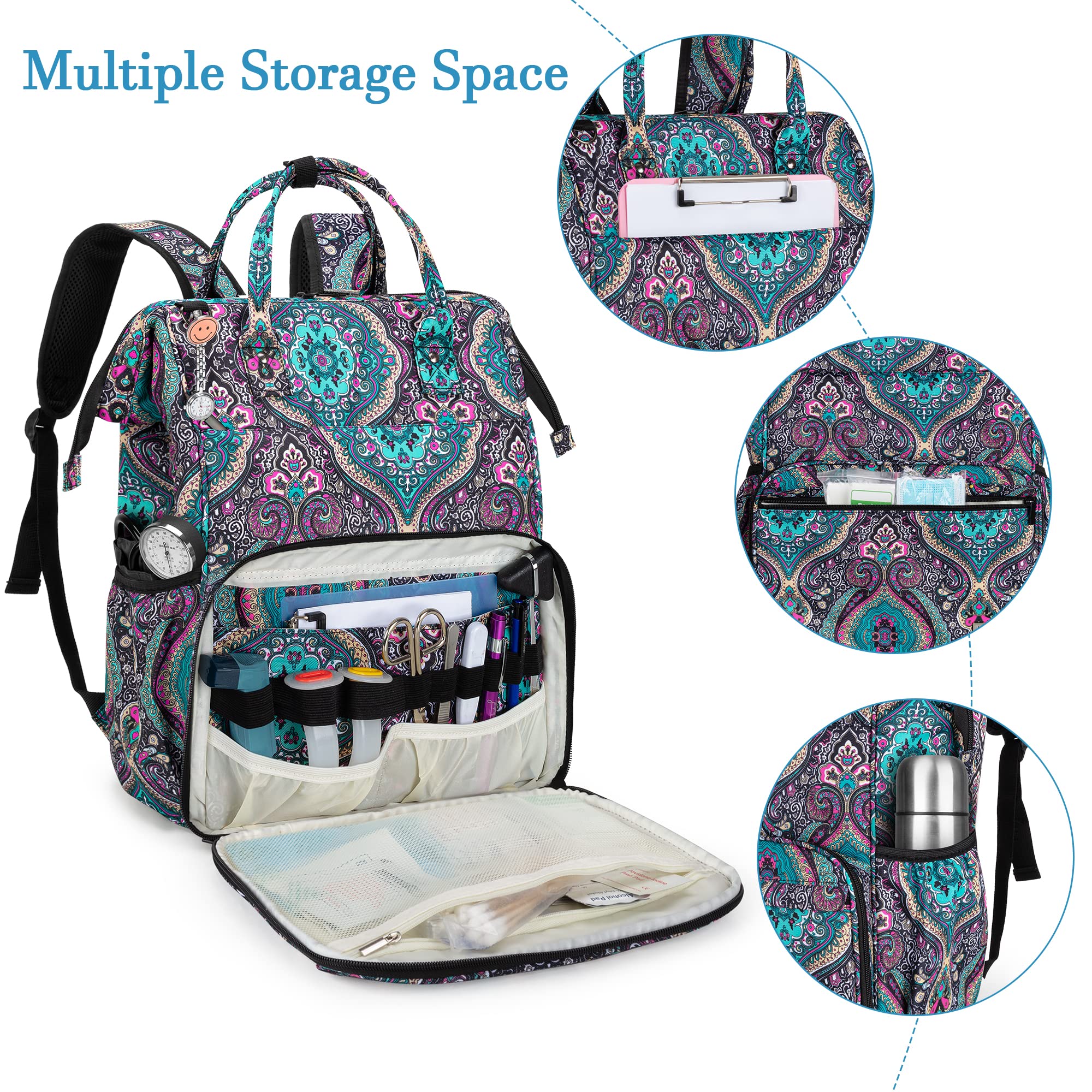LoDrid Nurse Bag, Heavy Duty Nurse Work Backpack for Men & Women, Nurse Storage Backpack for Work with Steel Frame Top, 15.6 Lap