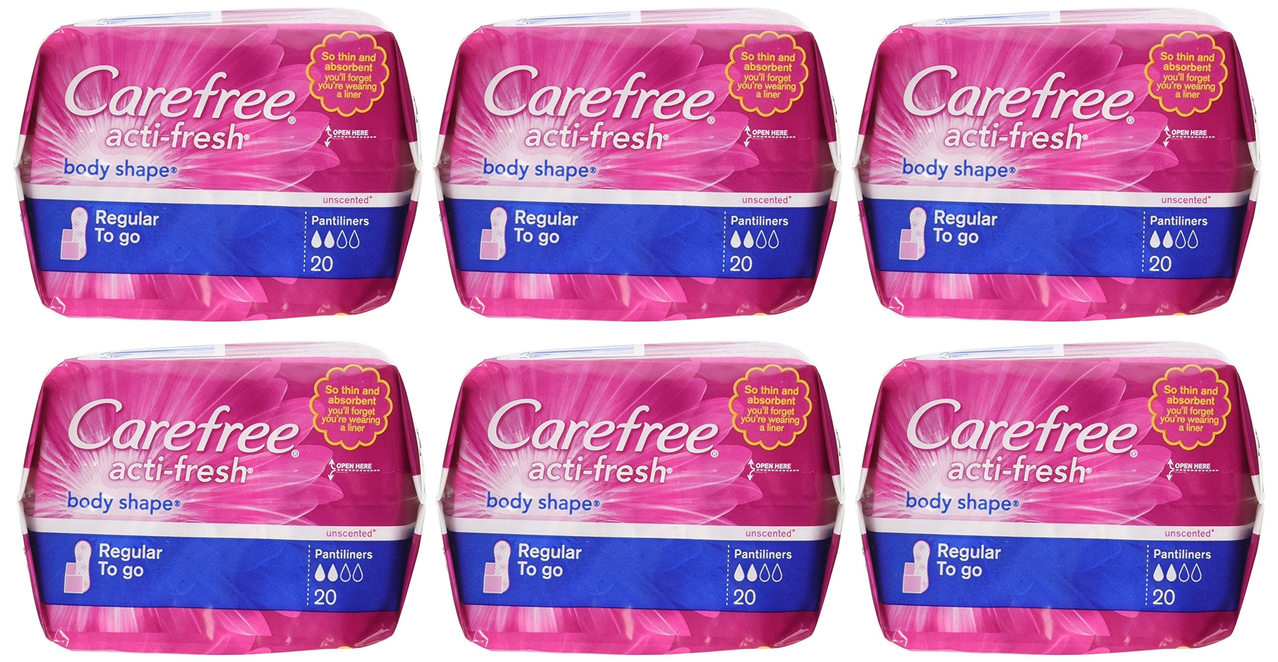 Carefree Carefree Body STape Regular Unscented, 20 Count (Pack of 6)