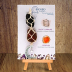 BOHO GARDEN Hanging Car Charm - Black Tourmaline & Carnelian - Dangling Moon, Healing Crystal Accessories, Rearview Mirror Decor