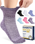 Pembrook Ankle Diabetic Socks for Men & Women | 6 Pairs | Black, White, Blue, Light Blue, Pink, Purple | Mens Diabetic Socks | D