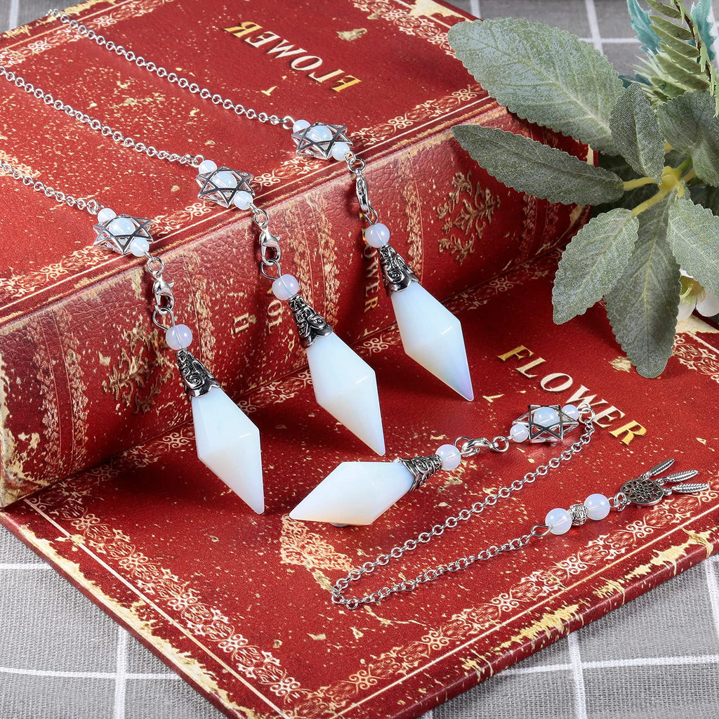 TUMBEELLUWA Reiki Healing Crystal Point Pendulum Dowsing Divination, Reiki Meditation Faceted Stone Pendant with Dream Catcher a
