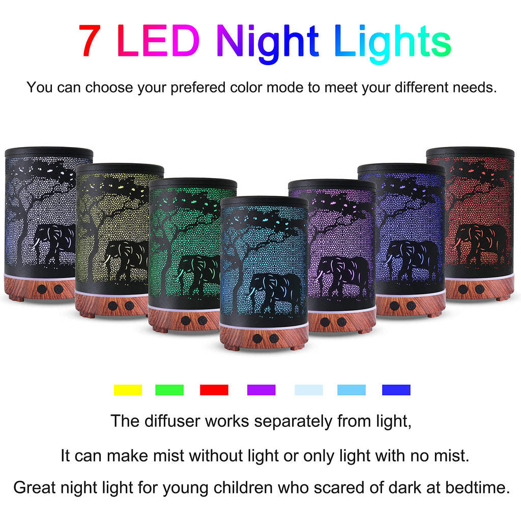 Essential Oils Diffuser,Aromatherapy Diffuser,Birthday Gifts for Women Mom Grandma,Metal Cool Mist Humidifier with 7 Colors Ligh