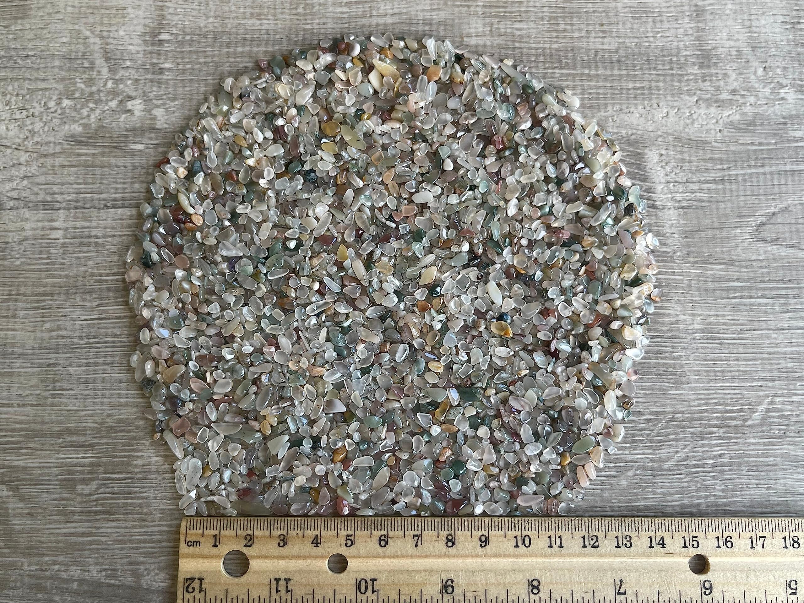 2 oz Lot Natural Semi Tumbled Gemstone Chips, Crushed Mini Crystals, Undrilled Crystal Chips (Mixed Agate)