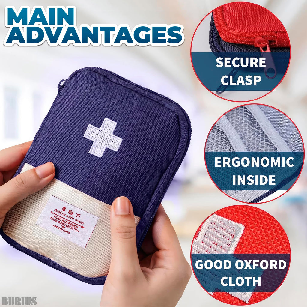 BURIUS 2 Pcs Travel First Aid Bag Empty Portable Storage - Small Medical Bag Empty with Multiple Compartments, 7.1 x 5.1 Small F