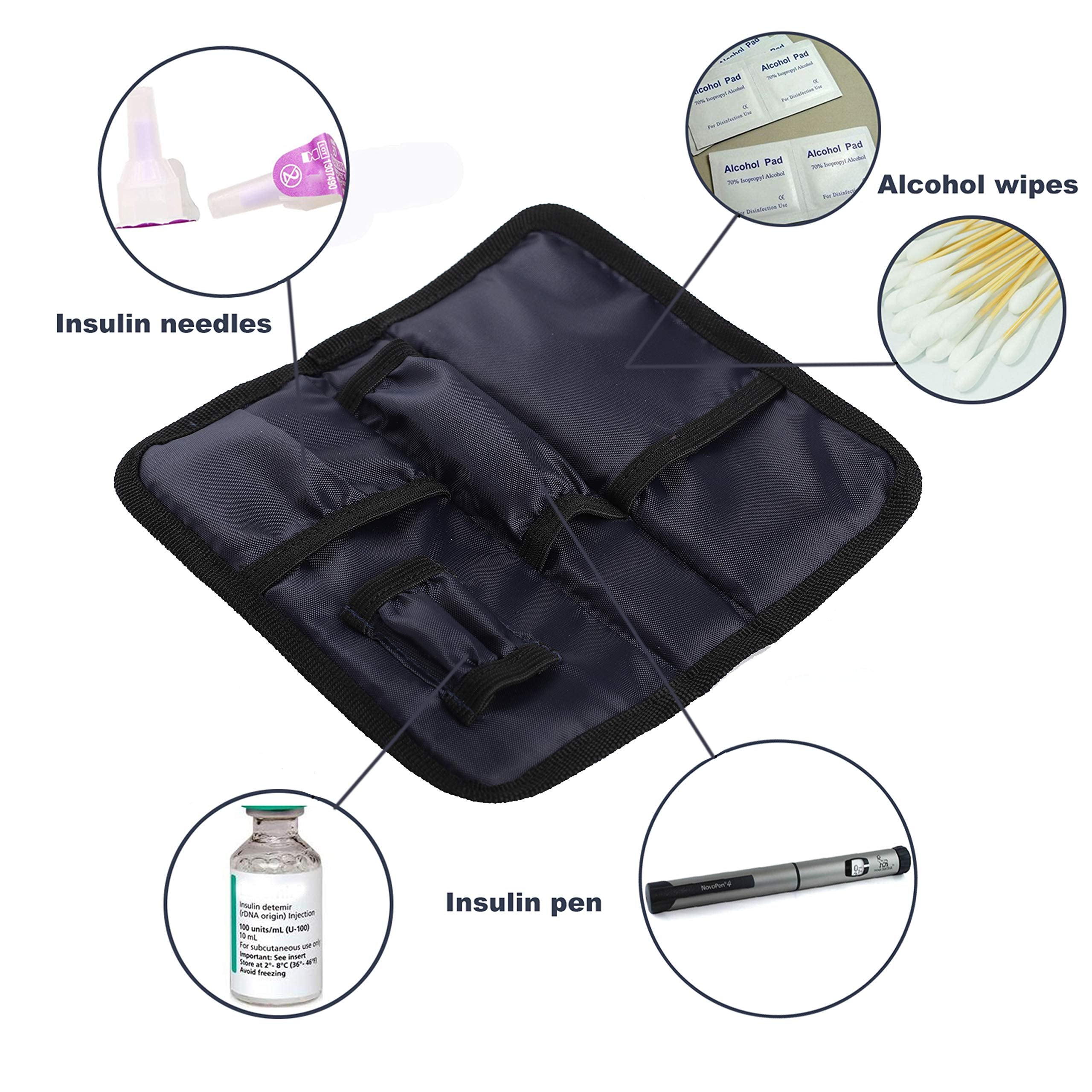 apollo walker Insulin Cooler Travel Case Diabetic Medication Cooler with 2 Ice Pack and Insulation Liner (Navy)