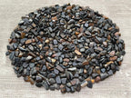 GAF TREASURES 2 oz Lot Natural Blue Tiger Eye Semi Tumbled Gemstone Chips, Crushed Mini Crystals, Undrilled Crystal Chips (Blue