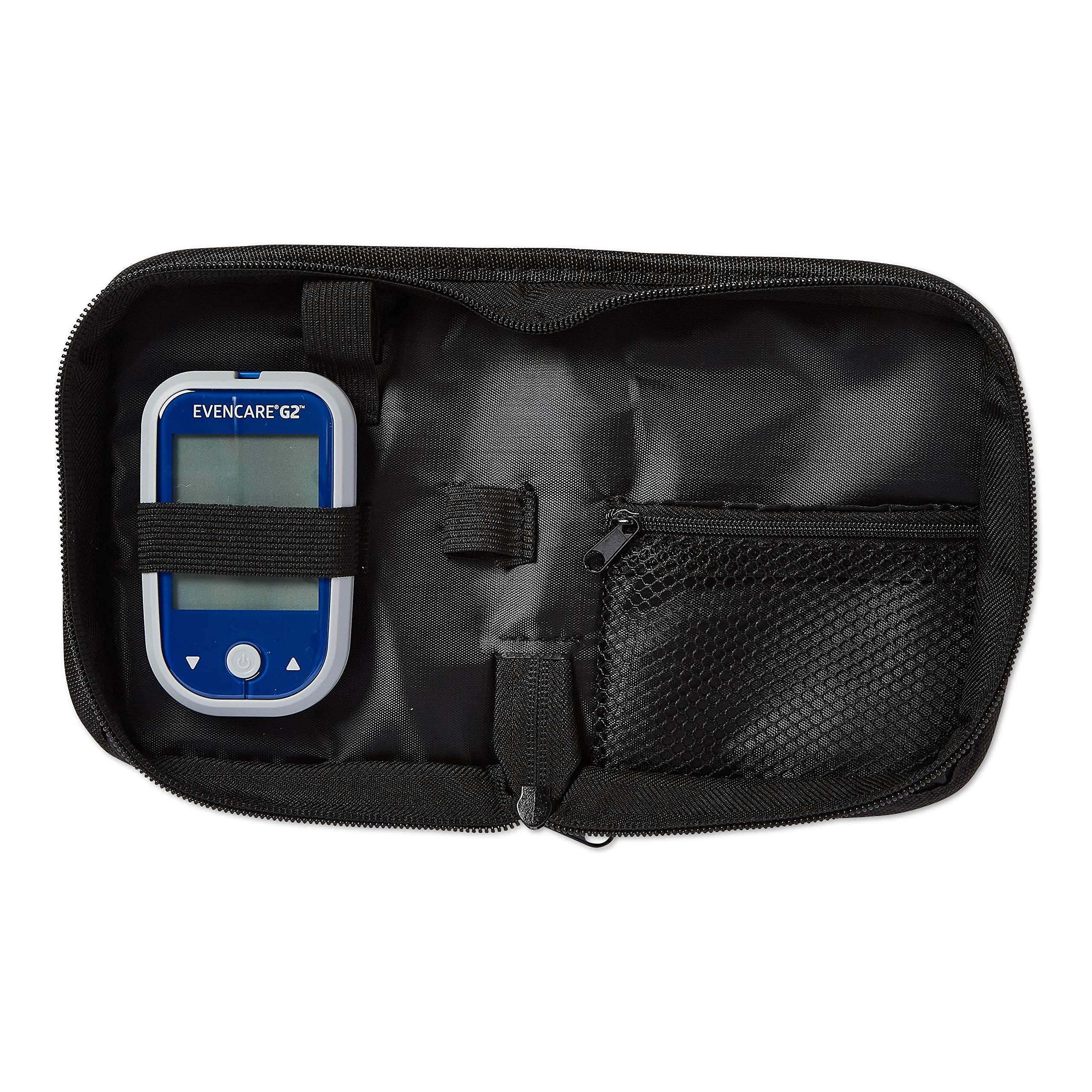 Medline EvenCare G2 Blood Glucose Monitoring Meter, Self-Testing Diabetic Care, 6 Sec Results, Batteries, Guide, Carrying Case,