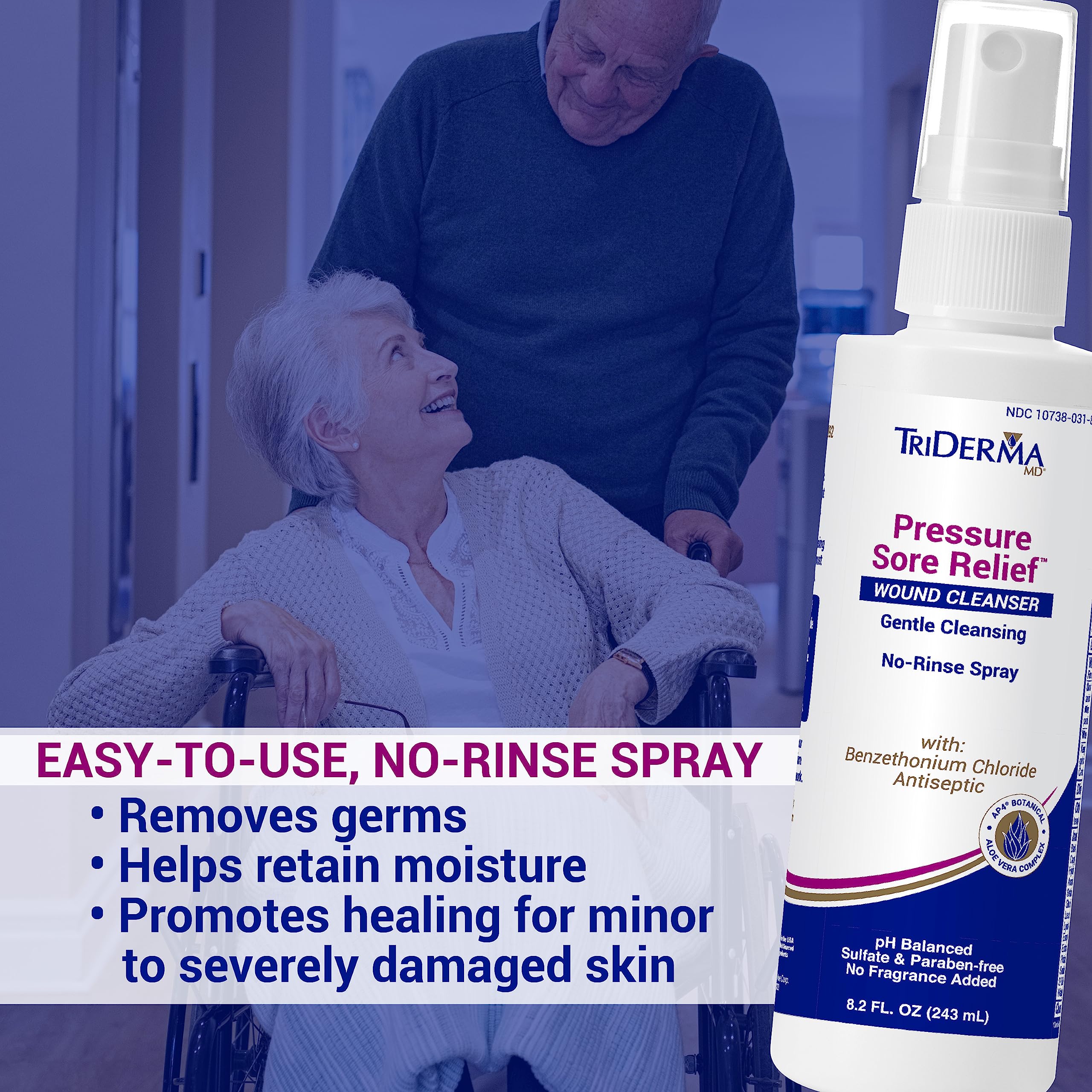 TriDerma Pressure Sore Relief Wound Cleanser, Gentle Cleansing for Bed Sores, Ulcers, Pressure Sores, Wounds and Hard-to-Heal Sk
