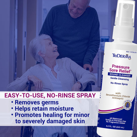 TriDerma Pressure Sore Relief Wound Cleanser, Gentle Cleansing for Bed Sores, Ulcers, Pressure Sores, Wounds and Hard-to-Heal Sk