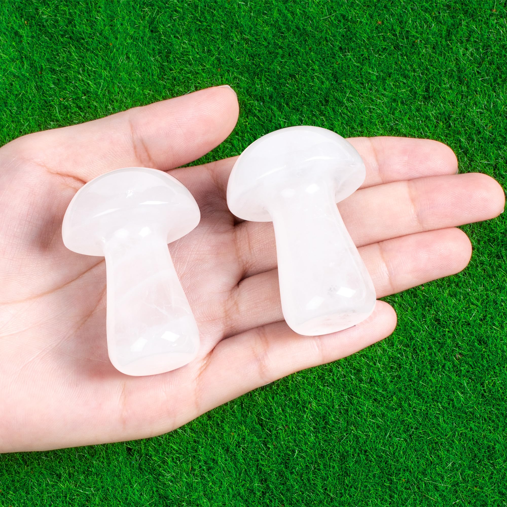 ZHIYUXI Clear Quartz Crystal Mushroom Figurines Healing Stones Mini Mushroom Ornaments White Gemstones Protection Crystals Mushr