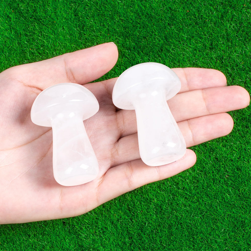 ZHIYUXI Clear Quartz Crystal Mushroom Figurines Healing Stones Mini Mushroom Ornaments White Gemstones Protection Crystals Mushr