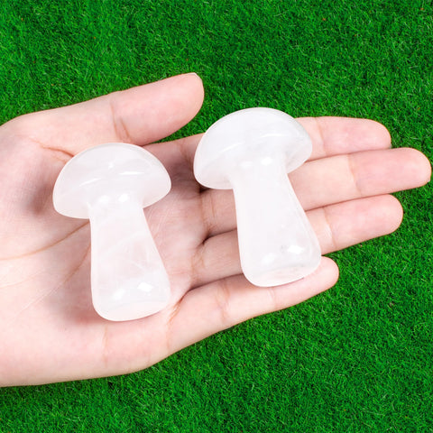 ZHIYUXI Clear Quartz Crystal Mushroom Figurines Healing Stones Mini Mushroom Ornaments White Gemstones Protection Crystals Mushr