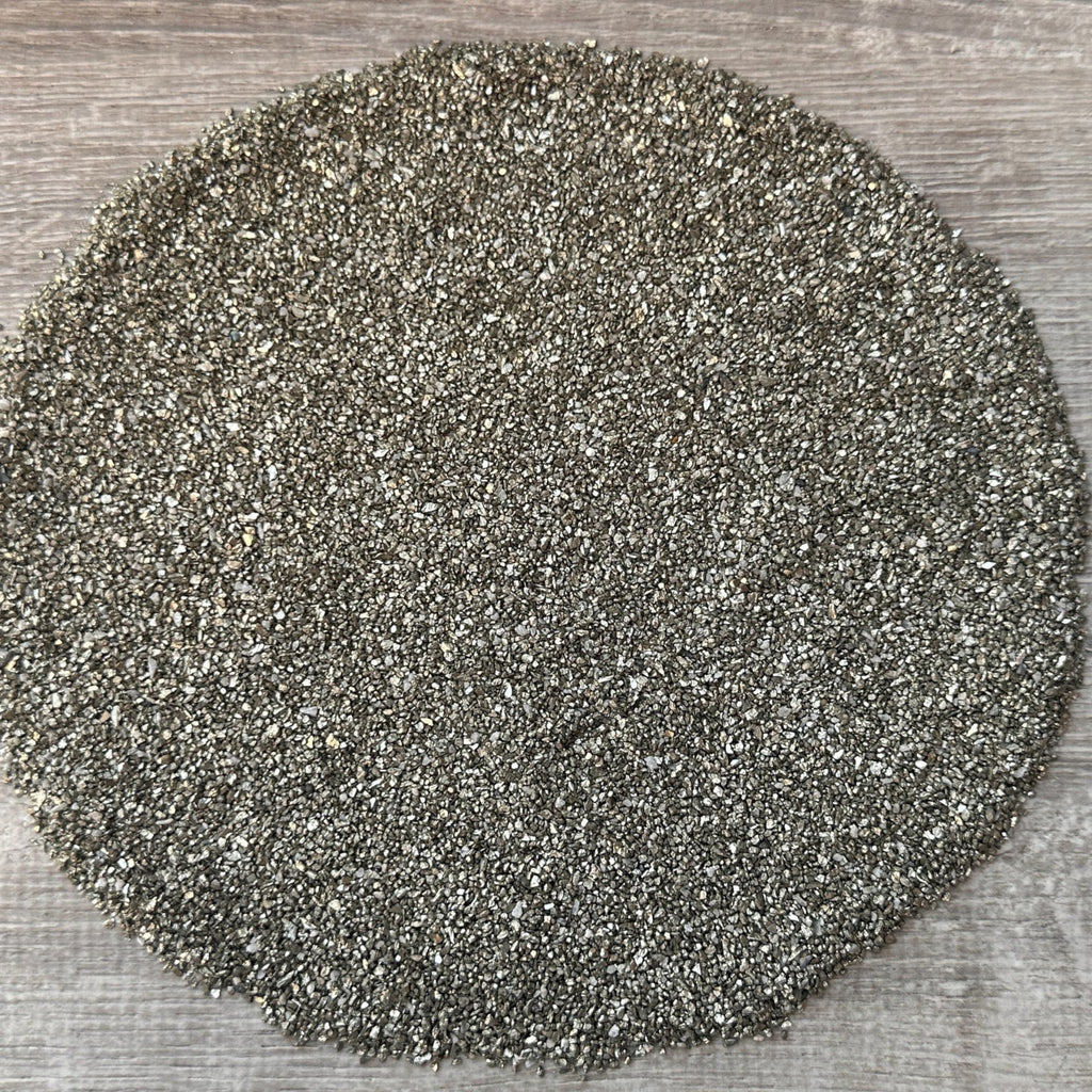 GAF TREASURES 2 oz Lot Natural Semi Tumbled Gemstone Chips, Crushed Mini Crystals, Undrilled Crystal Chips (Pyrite Sand)