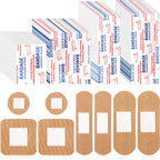 400 Pcs Flexible Fabric Adhesive Bandages Bulk Assorted Breathable Bandages for Finger Wound Family First Aid Skin Wrap(4 Styles