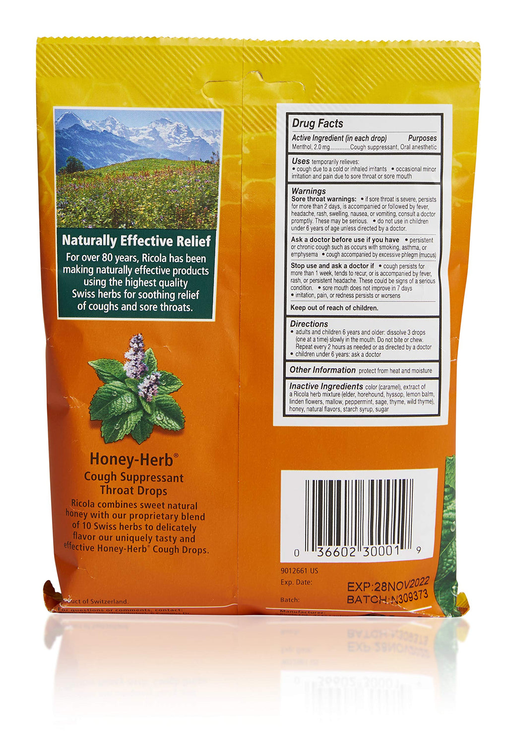 Ricola Honey Herb Herbal Cough Suppressant Throat Drops, 24ct Bag (Pack of 3)