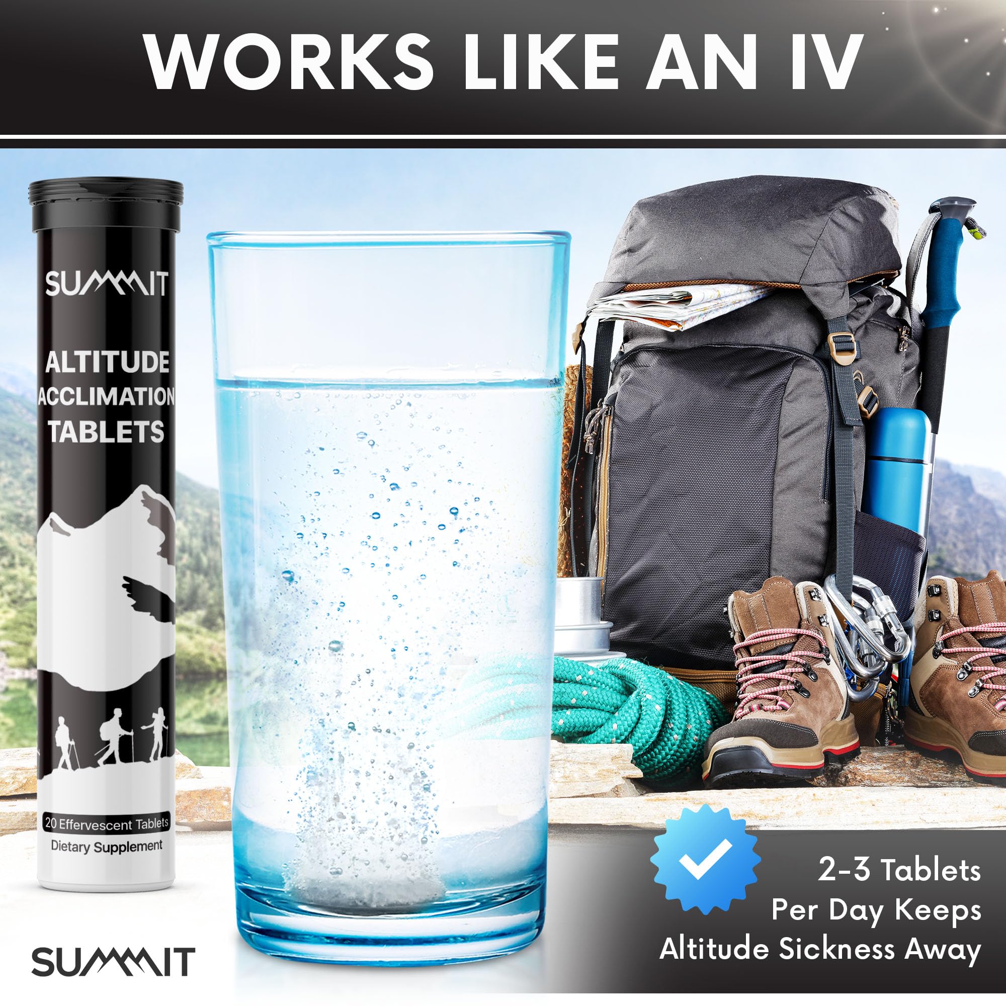 SUMMIT Altitude Sickness Acclimation Tablets (20 Tablets) | Supports Rapid Altitude Acclimation & Recovery | Altitude Sickness P