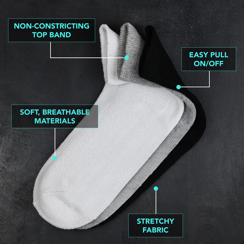 Diabetic Ankle Socks Mens Womens Non-binding Socks Loose Fit White 6 Pairs Debra Weitzner