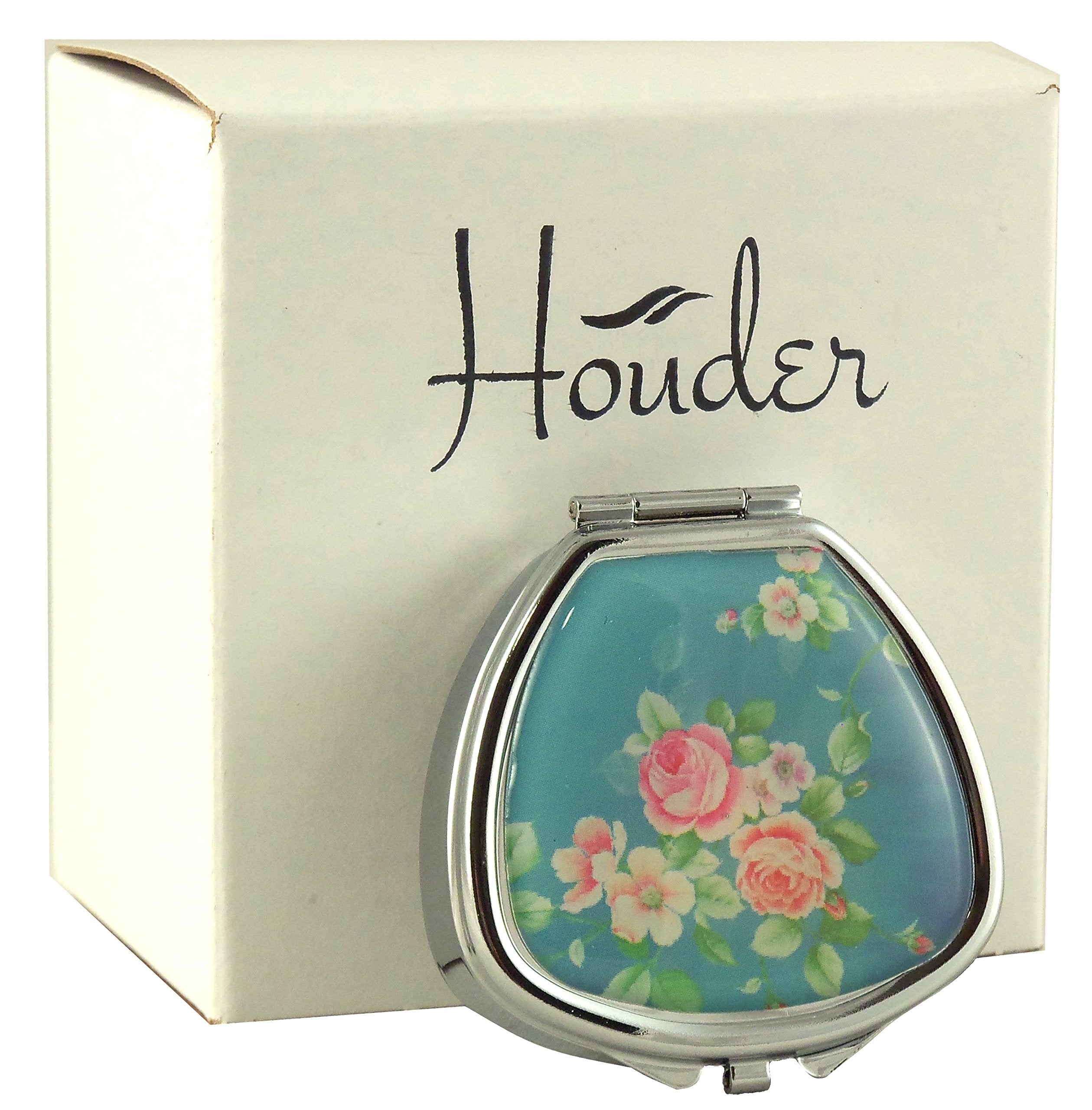 Designer Pill Box by Houder - Decorative Pill Case with Gift Box - Carry Your Meds in Style (Roses)