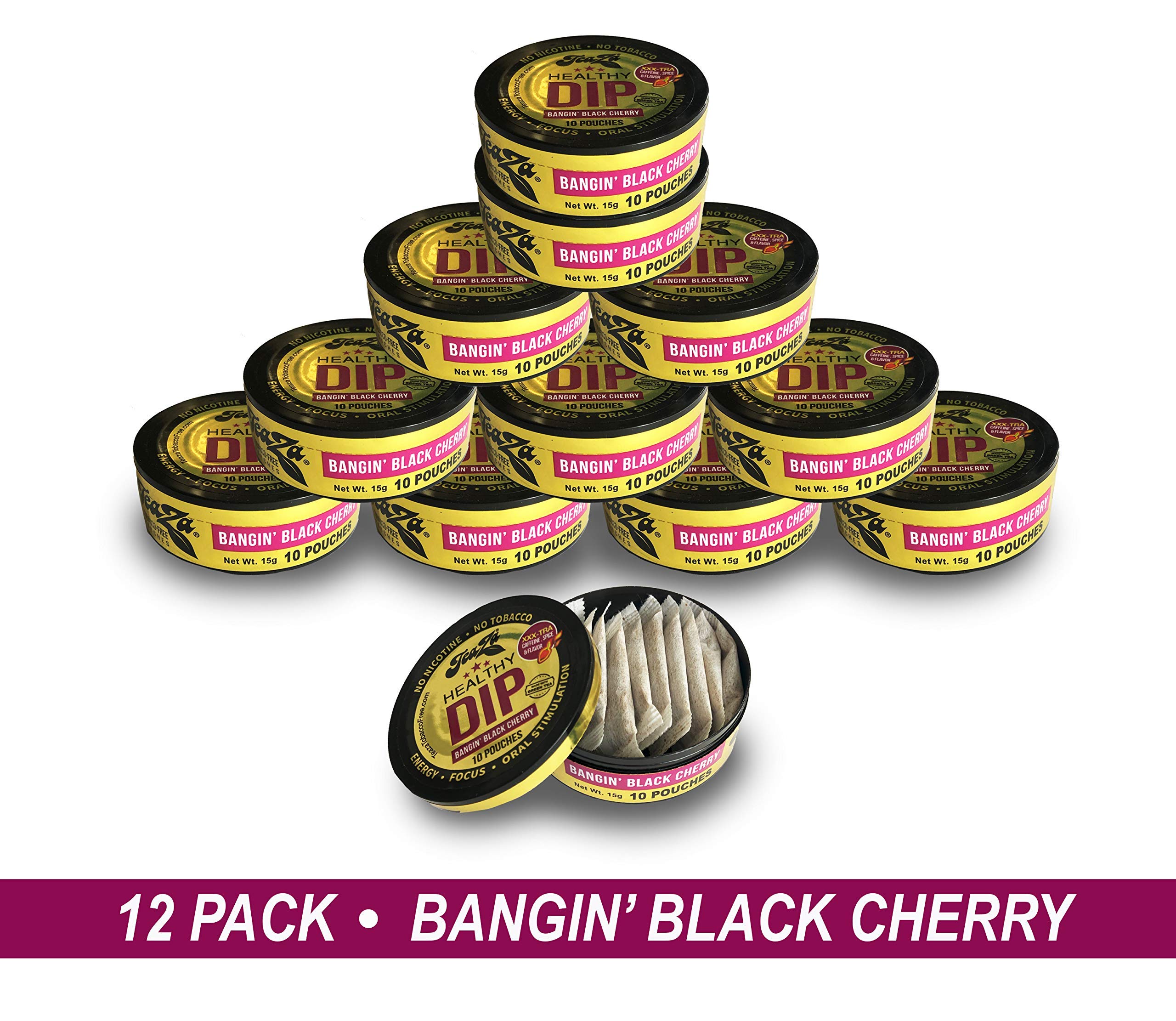 TeaZA Energy Pouches, Smokeless Alternative Snuff Nicotine Free Tobacco Free & Healthy Dip Chewing Tobacco Alternative Have More