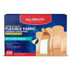 All Health Fabric Adhesive Bandages, Assorted Sizes Variety, 200 Count (Pack of 1)