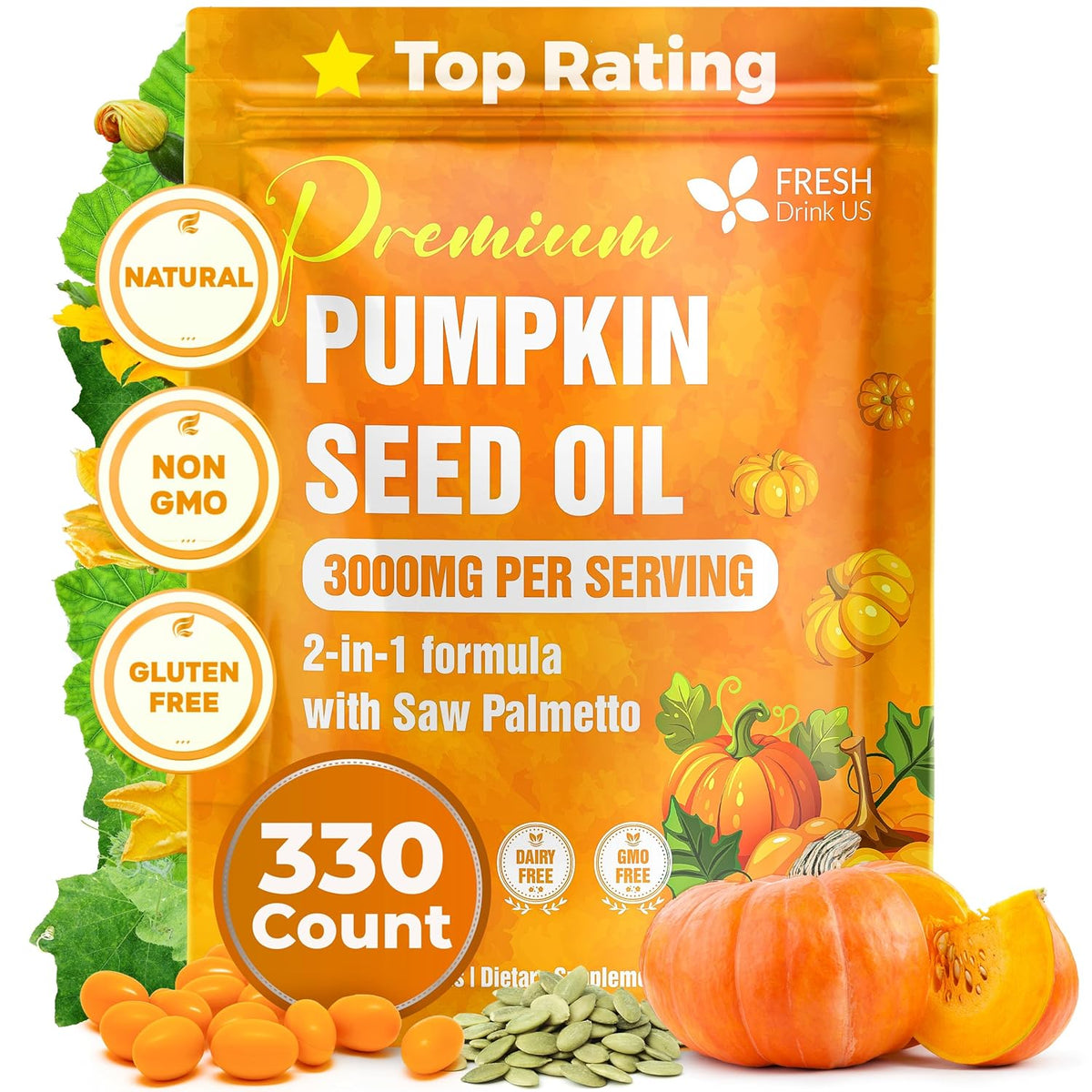 Premium Pumpkin Seed Oil Softgels with Saw Palmetto