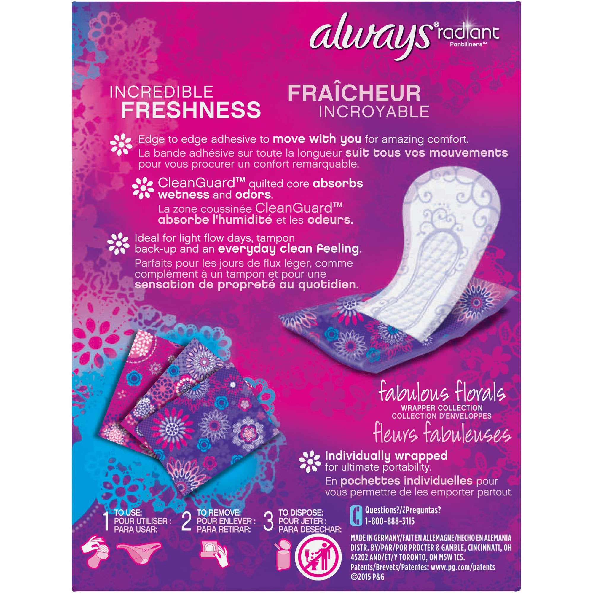 Always Radiant Pantiliners, Regular, Unscented, 48 Liners (Pack of 2)