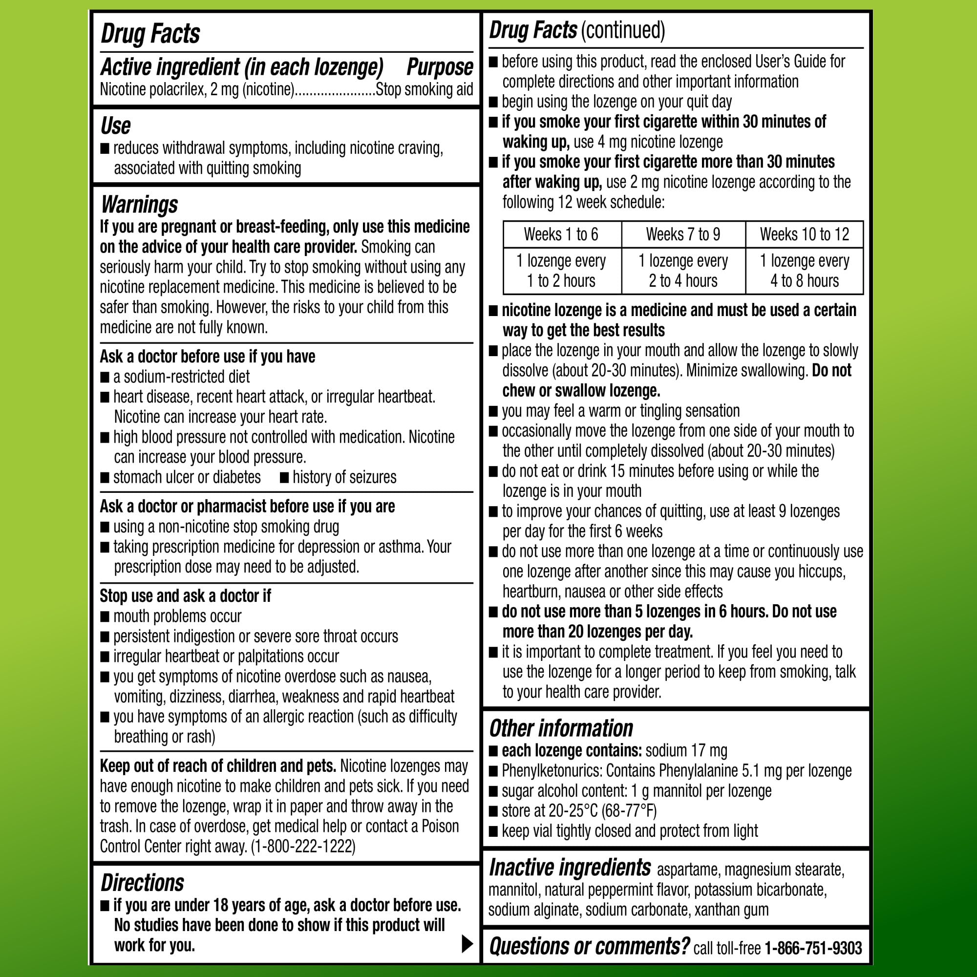 Amazon Basic Care Nicotine Polacrilex Lozenge 2 mg (nicotine), Stop Smoking Aid, Mint Flavor, 144 Count (Packaging may vary)