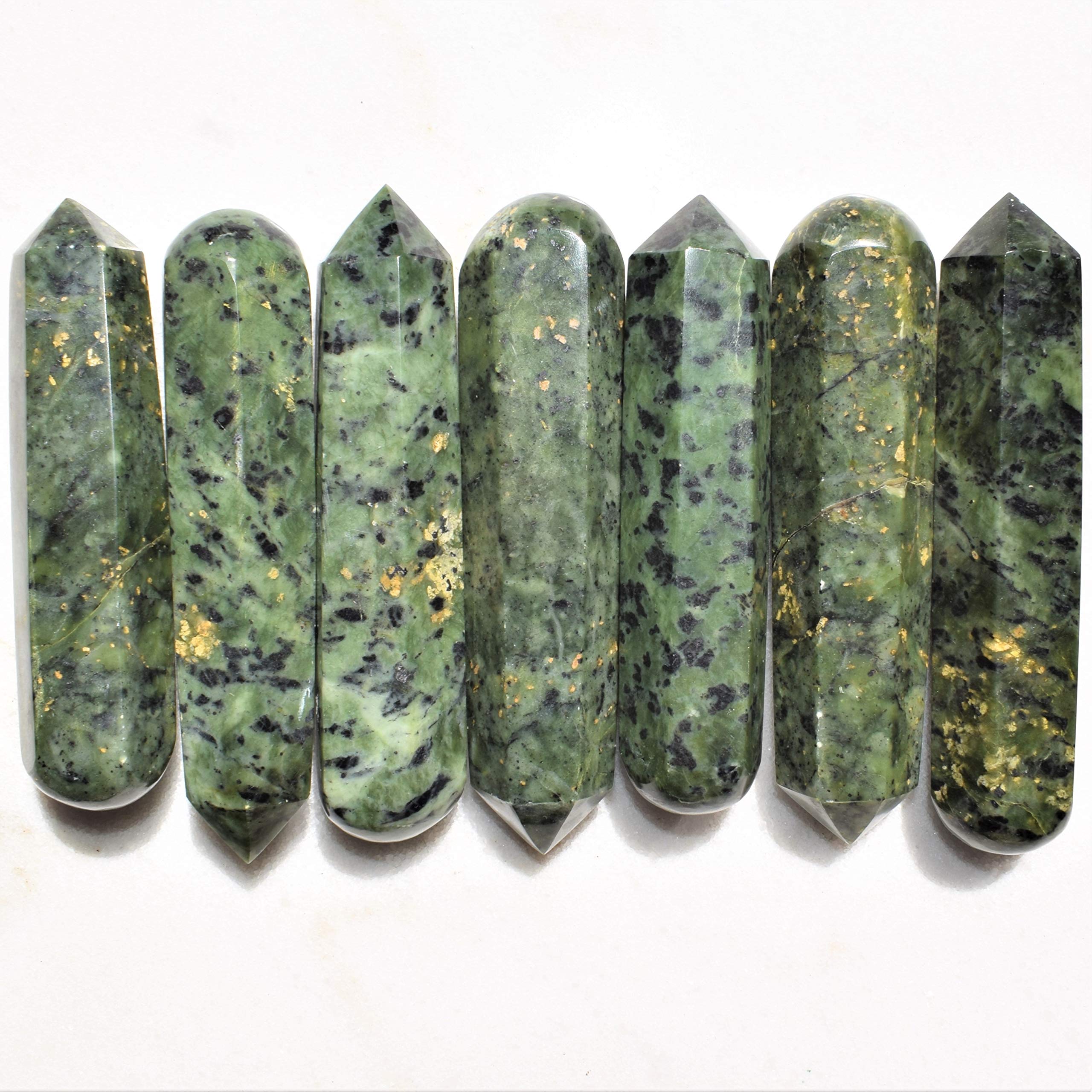 Charged 4 Faceted Nephrite Inca Jade (Jadeite) Crystal Massage Wand + Selenite Charging Heart Included (Healing Energy/REVITALIZ