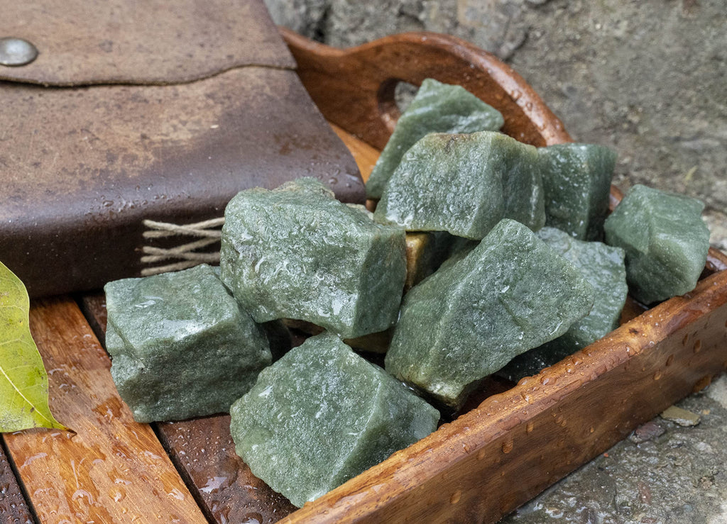 Crocon 1LB Green Aventurine Rough Bulk Natural Stone Raw Gemstone Tumbling Cabbing Polishing Mining Meditation Chakra Balancing