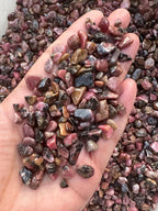 0.5 Pound Natural Semi Tumbled Rhodonite Gemstone Chips, Crushed Mini Rhodonite Crystals, Undrilled Crystal Chips (Rhodonite)