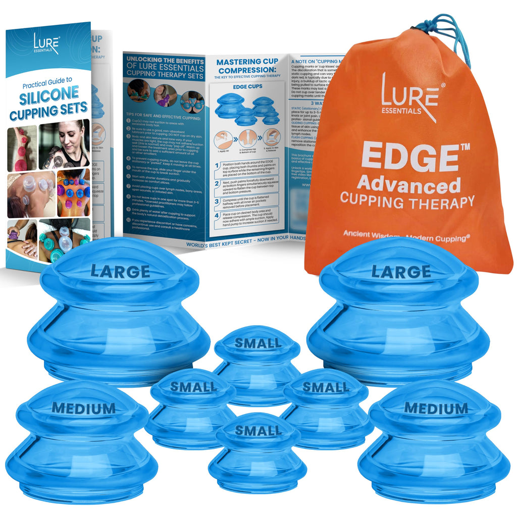 EDGE Silicone Cupping Set, Cupping Kit for Massage Therapy, Long Lasting Cups for Professional & Home Use, Body Sculpt Cup for C