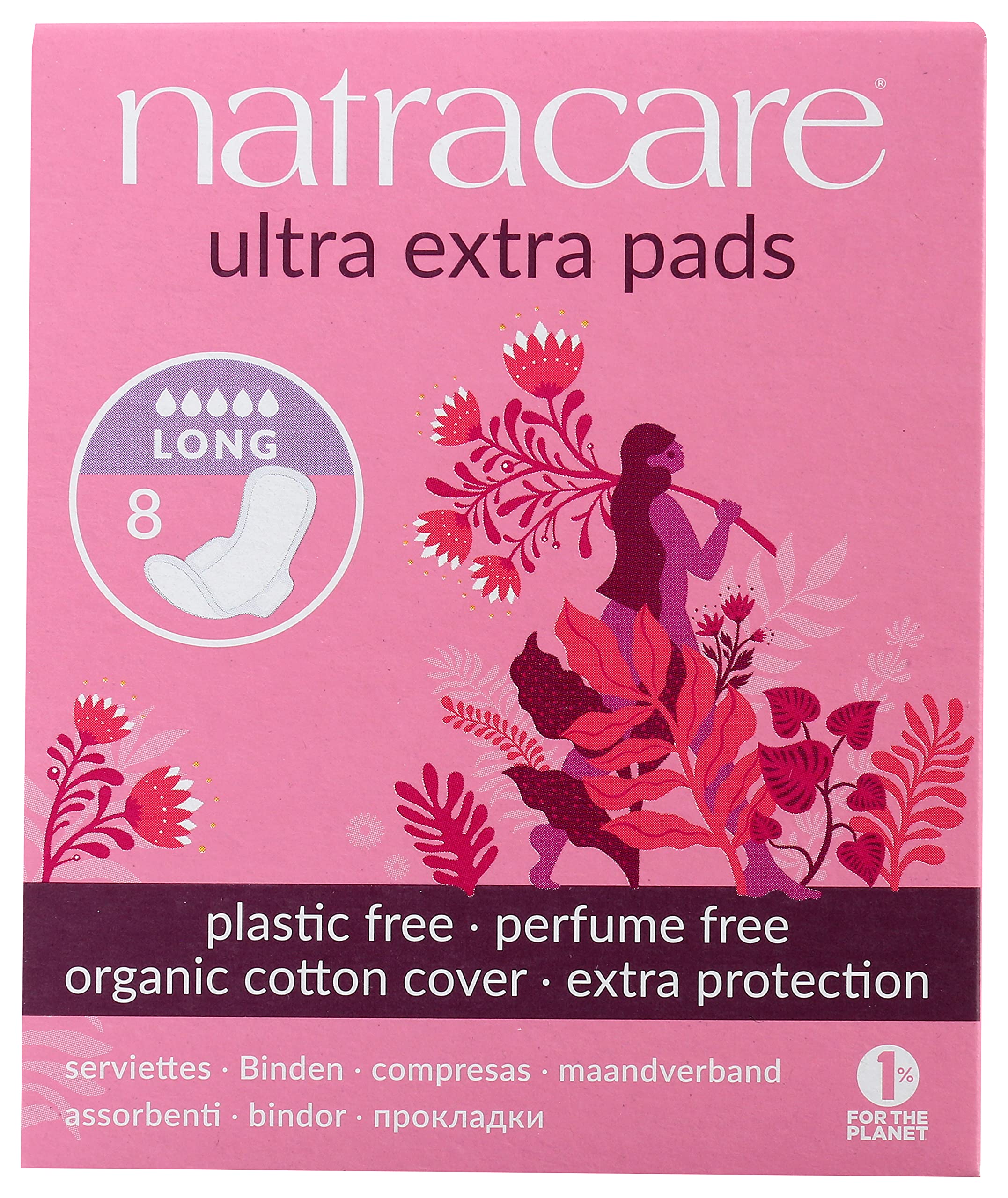 Natracare Ultra Extra Pads with Wings, Long, Individually Wrapped, Made with Certified Organic Cotton, Ecologically Certified Ce