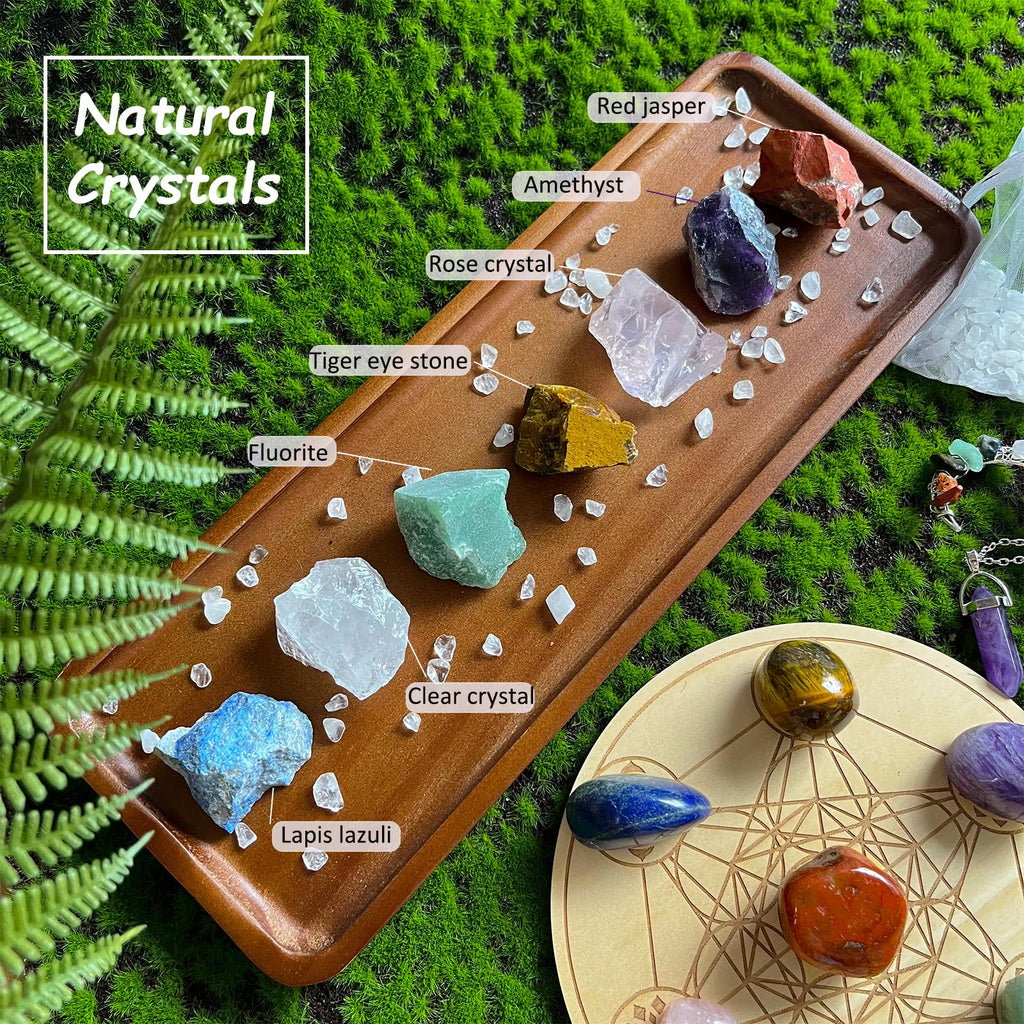 Crystals and Healing Stones, Christmas Gifts Healing Crystals Set, Natural Crystal for Beginners for Anxiety Relief, Meditation,